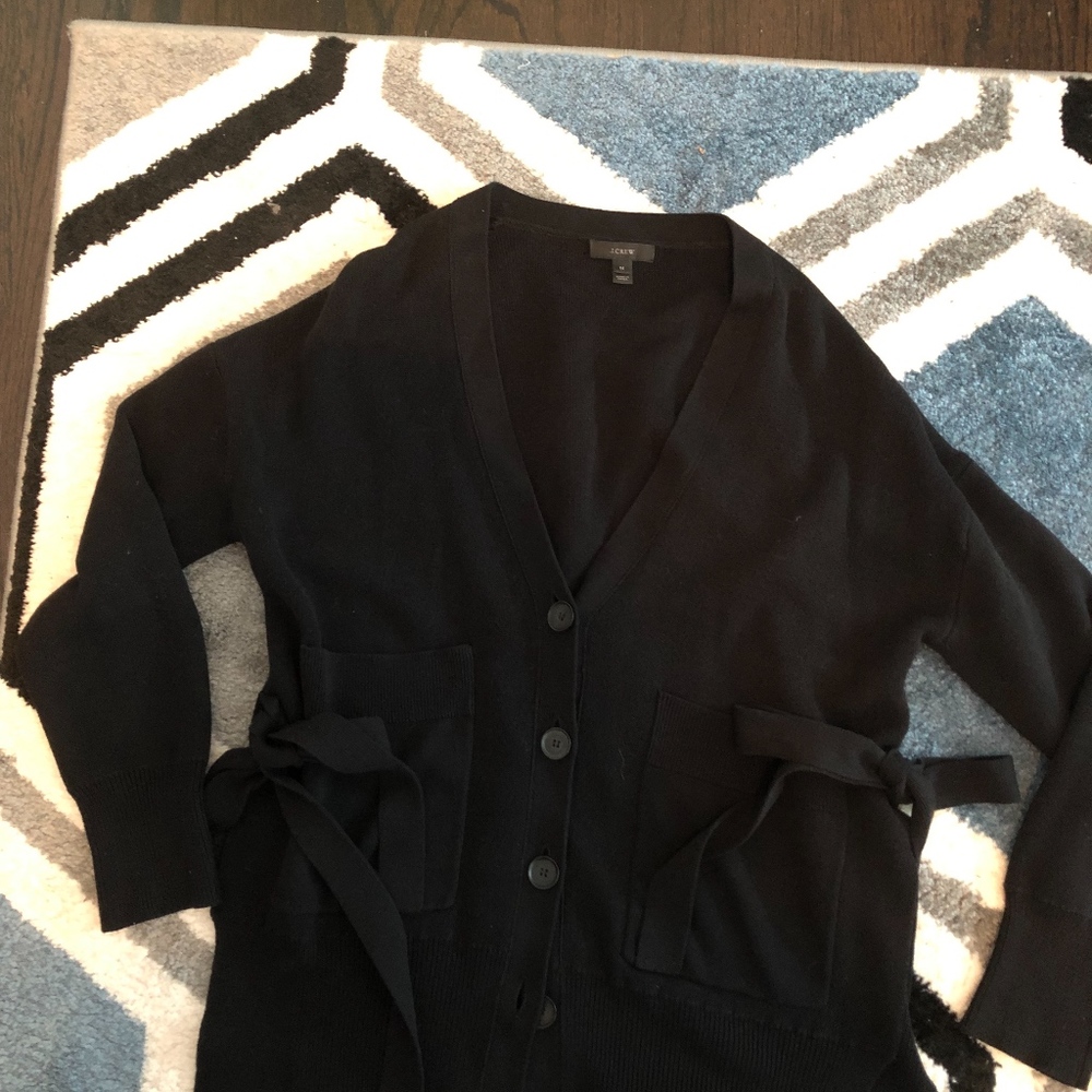 J Crew Button front side tie/ side slit cardigan